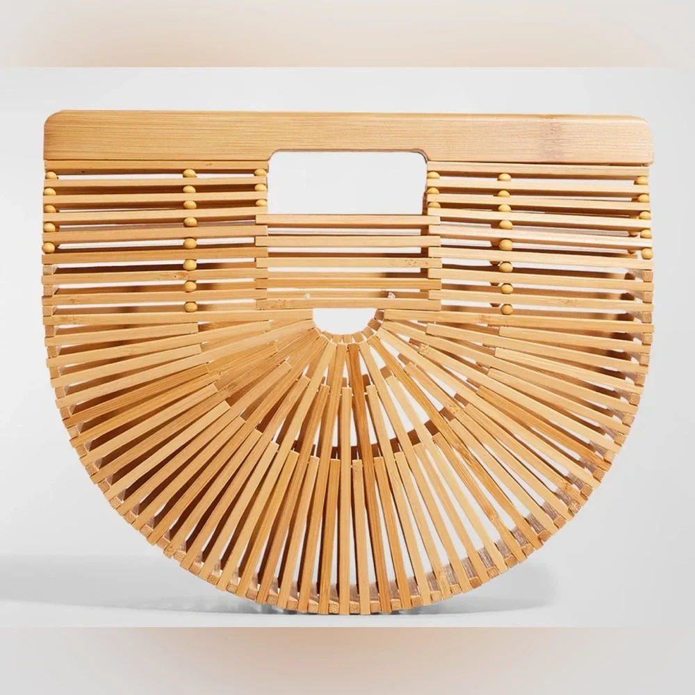 Elegant Tan Bamboo Clutch - Picture 2 of 3